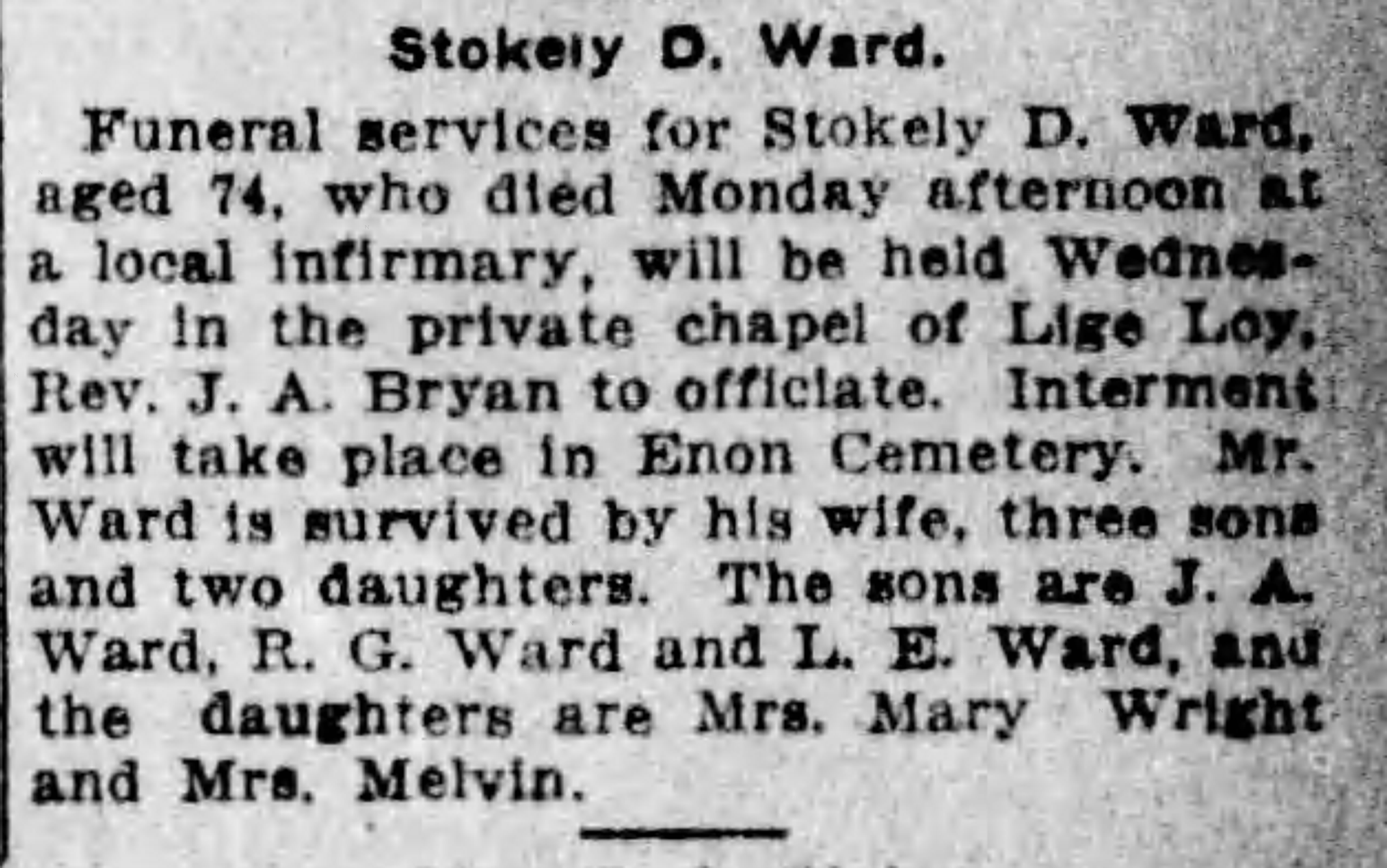 Stokely D. Ward obituary